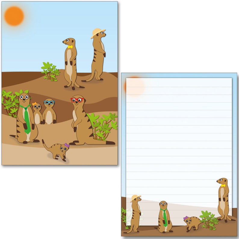 Writing pad A5 motif meerkat approx. 50 sheets with lines lined notepad letter pad animals children image 1