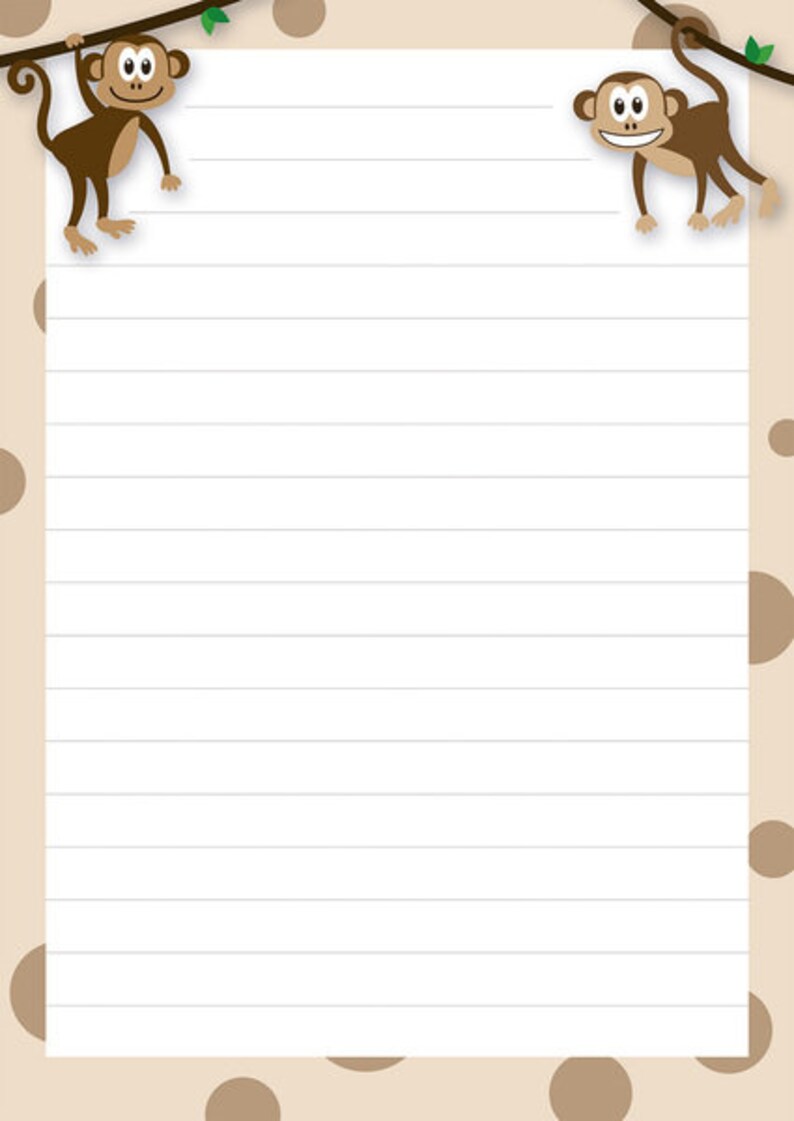 Schreibblock DIN A5 Motiv zwei nette Affen 50 Blatt mit Linien liniert Briefblock Kinder Tiere Safari Briefpapier Notizblock Bild 3