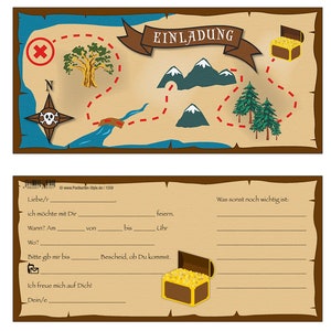 8 große Einladungskarten mit hochwertiger Lackierung Schatzsuche mit Umschlag Kinder Einladung Kindergeburtstag Ausfüllen Jungs  geocaching