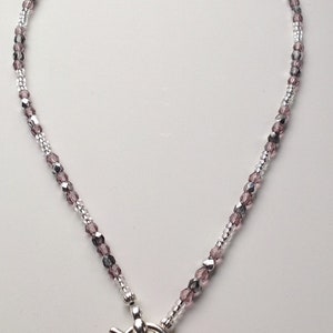 Dusky pink and silver Preciosa crystal toggle clasp necklace. With black card gift box. image 5