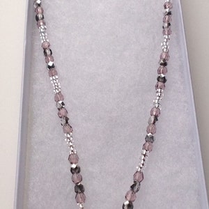 Dusky pink and silver Preciosa crystal toggle clasp necklace. With black card gift box. image 6