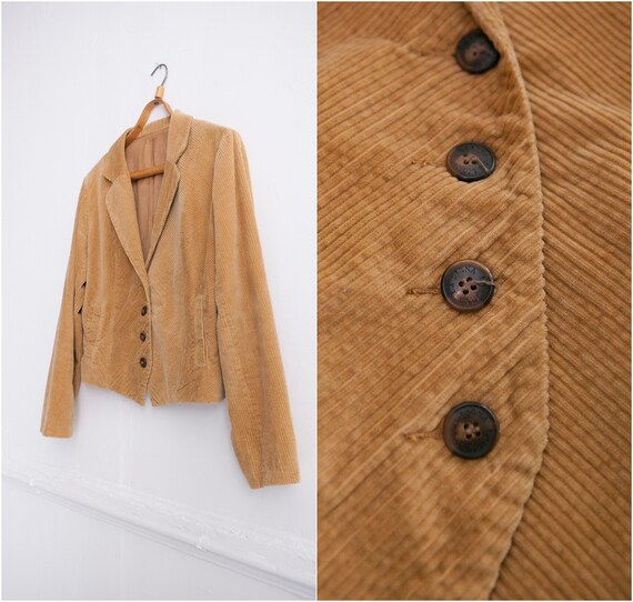 80s Cropped Corduroy Jacket Size M L Boxy Cord Blazer Caramel Etsy