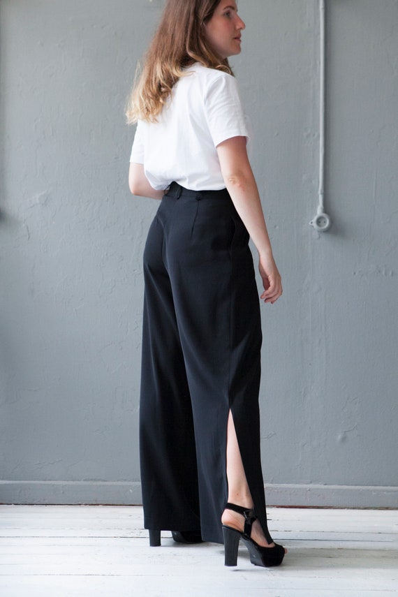 90s Black Slit Pants W30 made in Germany Womens h… - image 3