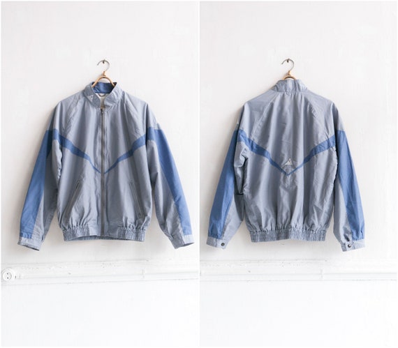 90s Pastel Windbreaker Mens XL Vintage Pastel Grey Zip up Jacket