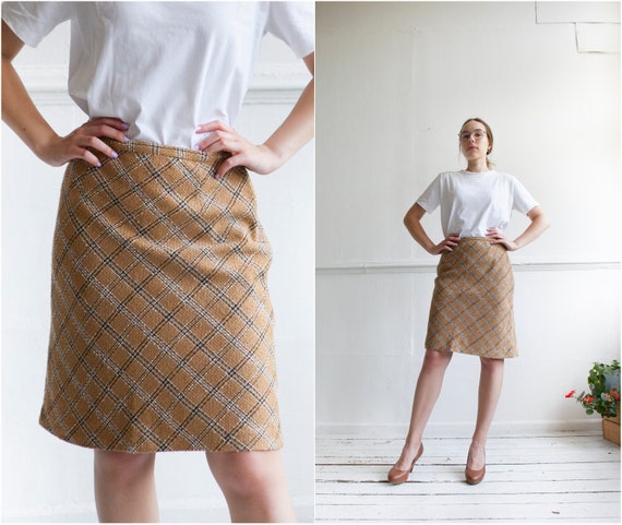 60s style plaid skirt size S waist 28 Vintage A l… - image 1
