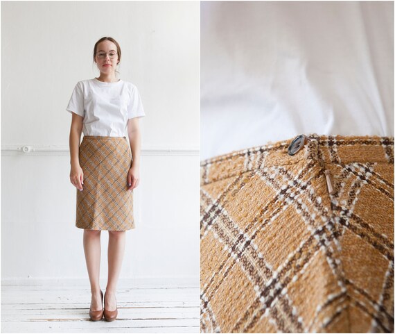 60s style plaid skirt size S waist 28 Vintage A l… - image 10