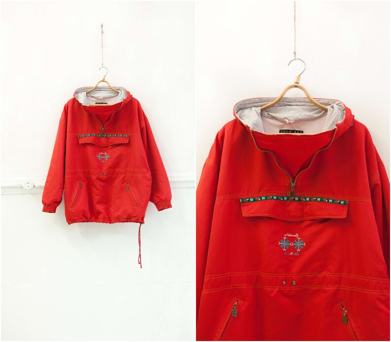 90er Jahre Windjacke Vintage roten Anorak Floral mit Kapuze Parka Damen großen Wind Jacke Retro Ski Jacke großen Segeln Jacke Bright ausgekleidet 90er Jahre Windjacke Vintage roten Anorak Floral mit Kapuze Parka Damen großen Wind Jacke Retro Ski Jacke großen Segeln Jacke Bright ausgekleidet