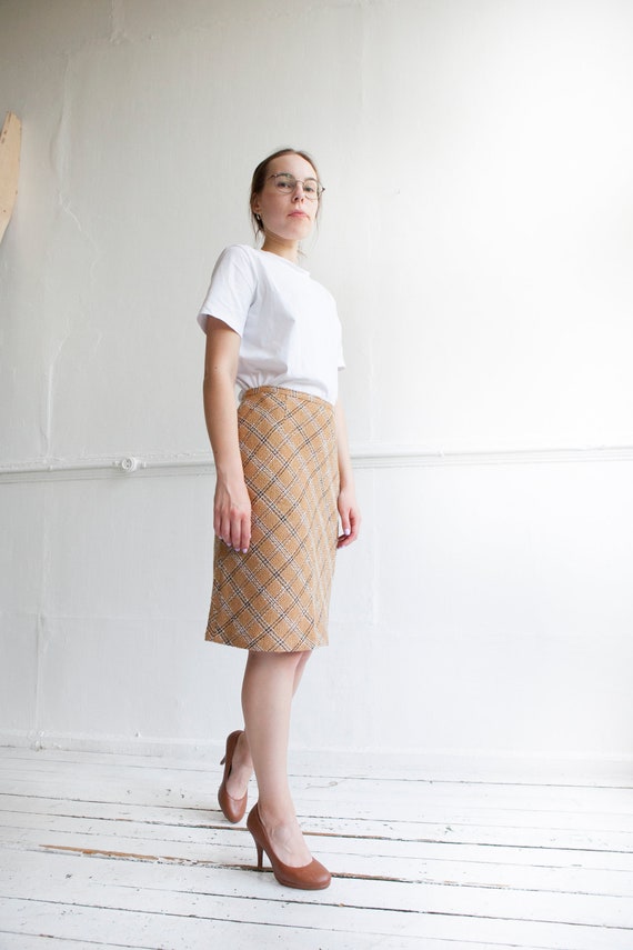 60s style plaid skirt size S waist 28 Vintage A l… - image 8
