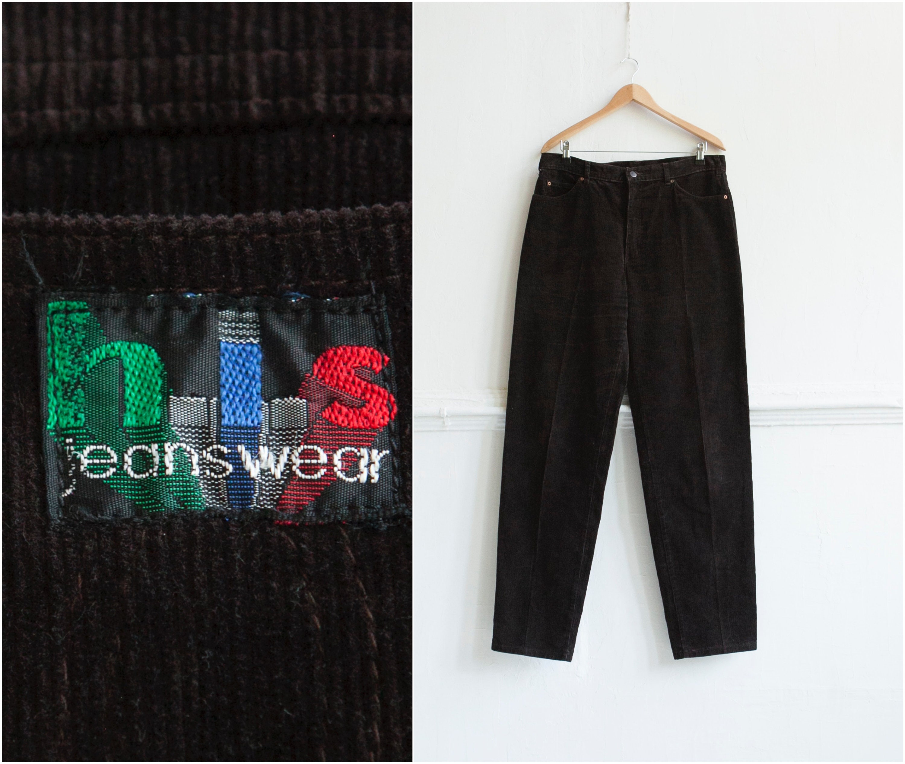 90s Dark Brown Corduroy Pants W35 