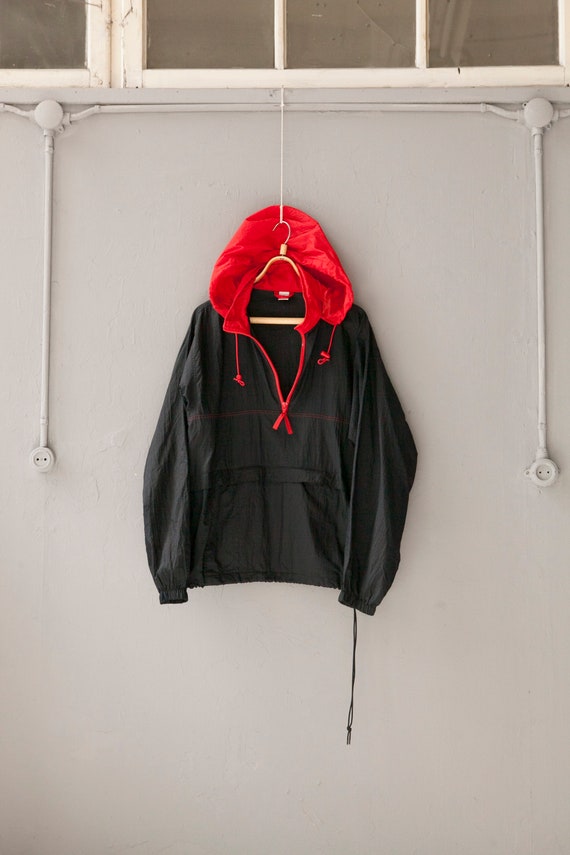 mens black hooded windbreaker