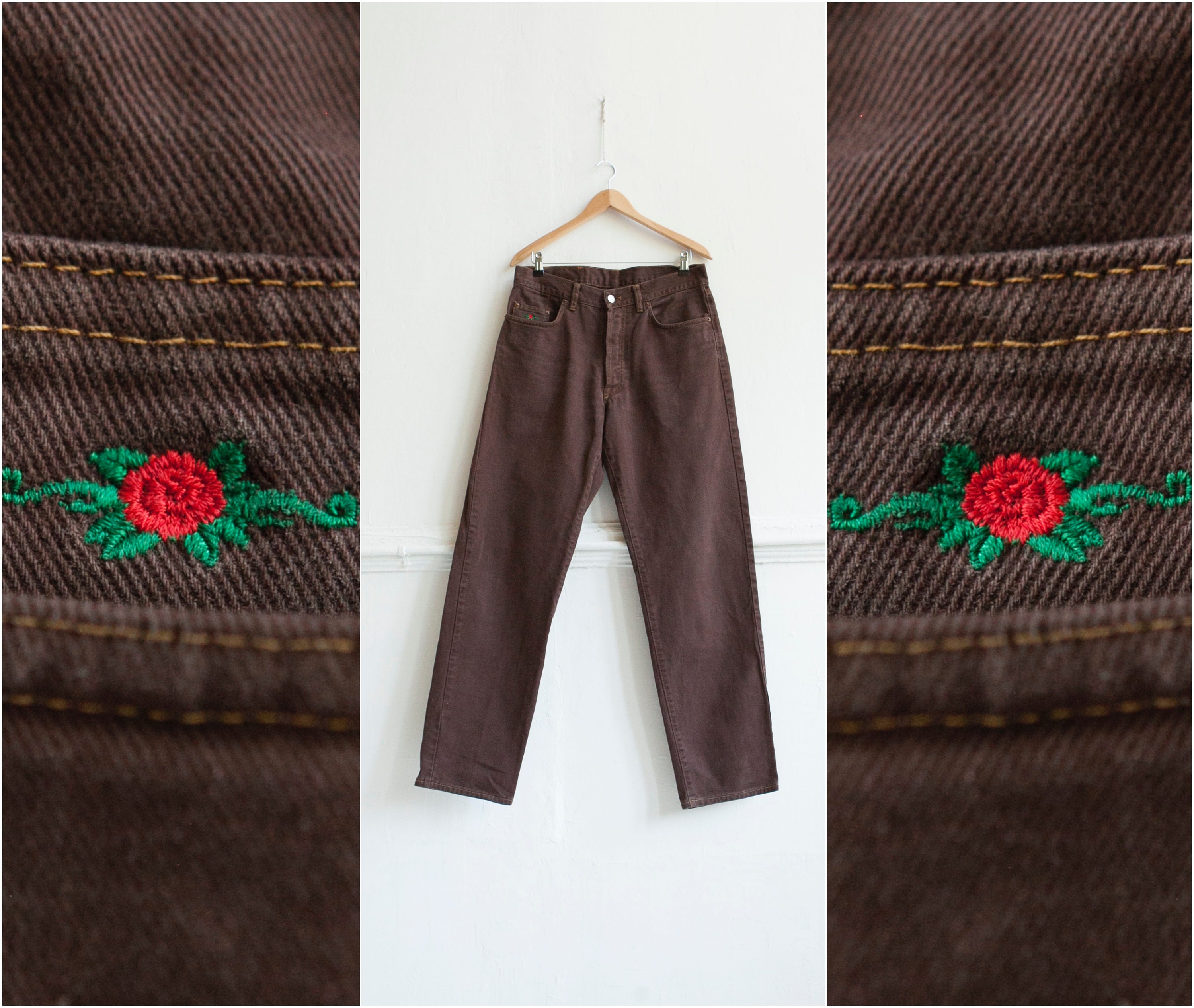 90s Brown Jeans W33 Vintage Made in ITALY El Charro Cowboy - Etsy