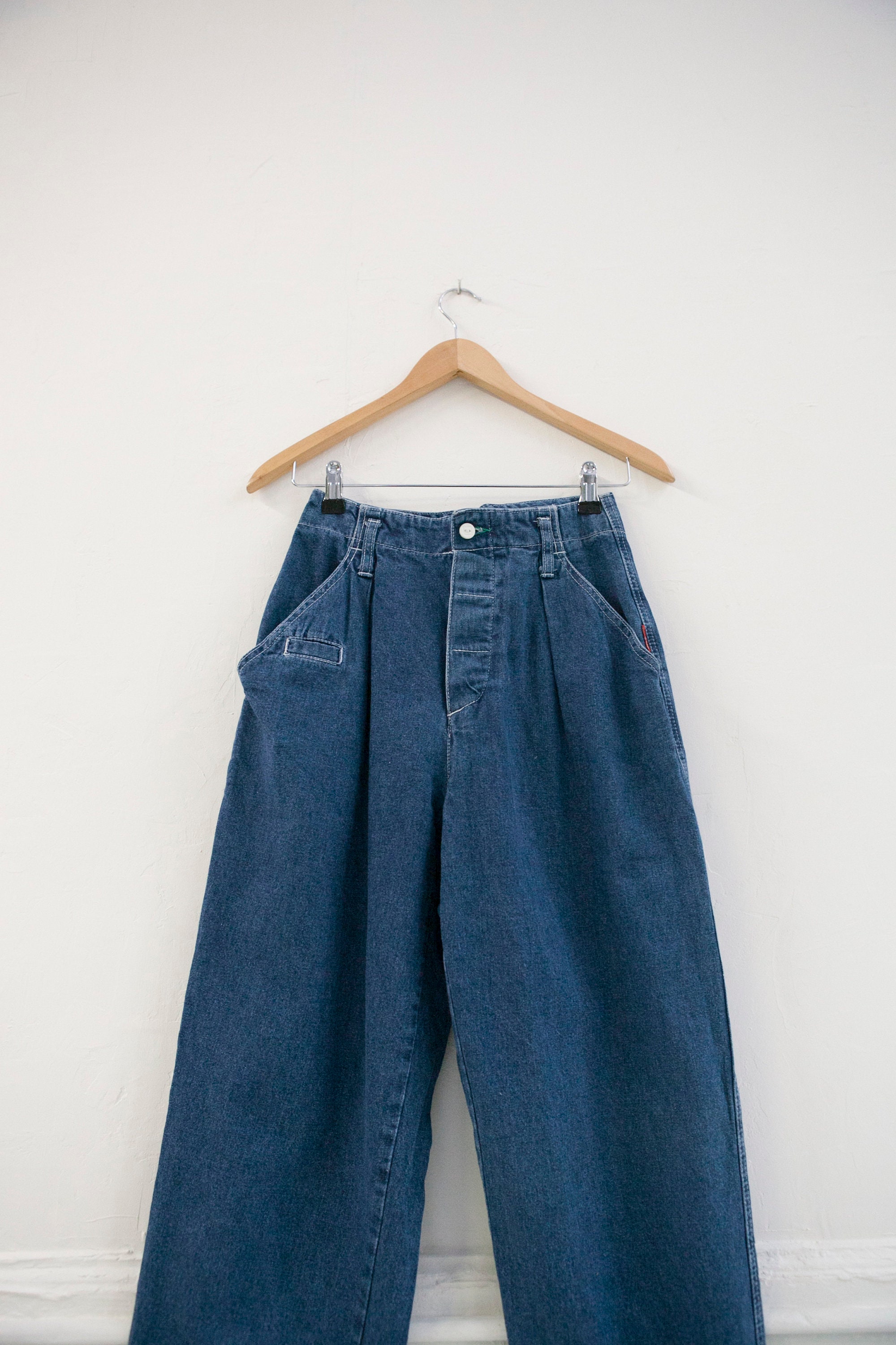 90s Baggy Mom Jeans W26 Made in ITALY Pleated High Waist Jeans Etsy