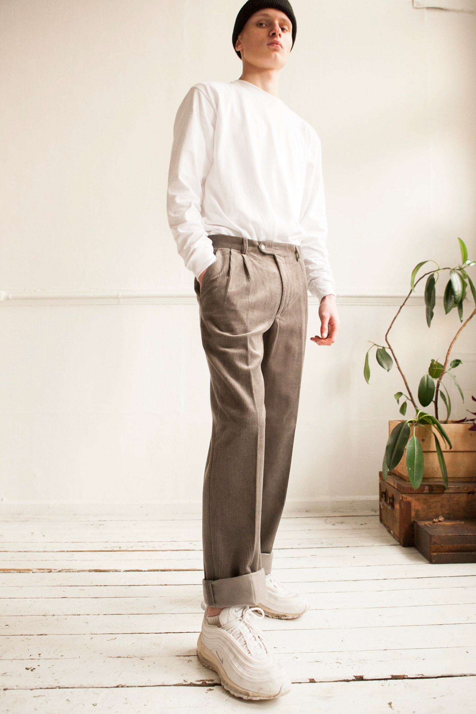 90s Baggy Corduroy Pants W32 Men Pleated Cord Trousers made in | Etsy
