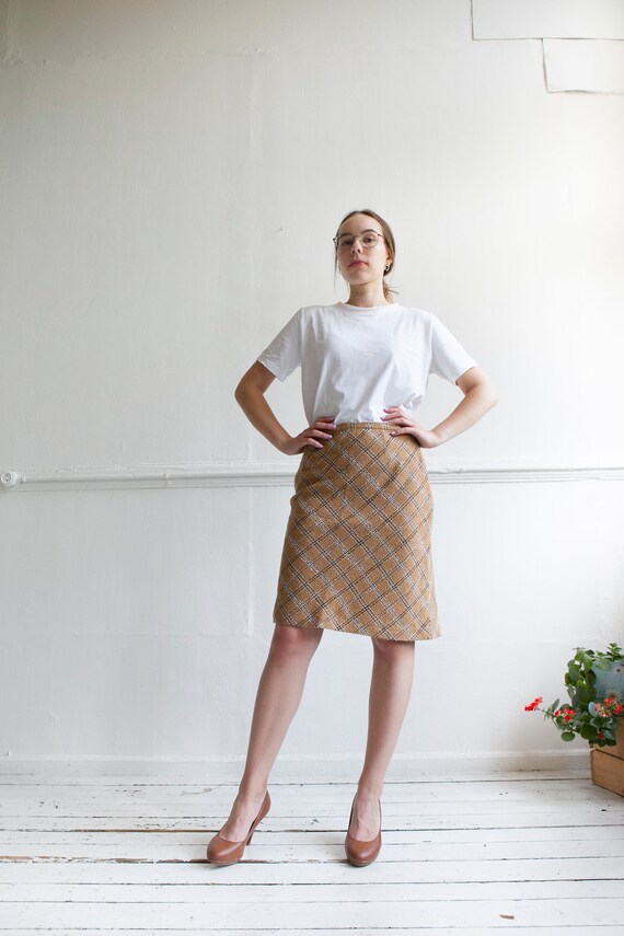 60s style plaid skirt size S waist 28 Vintage A l… - image 2