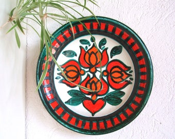 vintage großer wandteller keramik boho