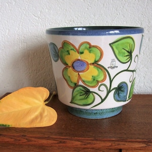 vintage xl übertopf es keramik ritzdekor handbemalt