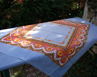 vintage tablecloth flower power 70s