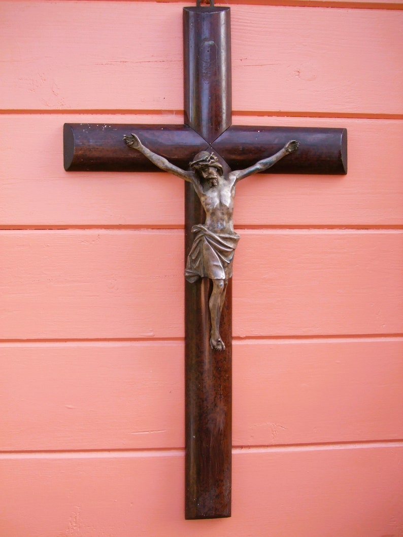 vintage kreuz jesus kruzifix wandkreuz antik Bild 3