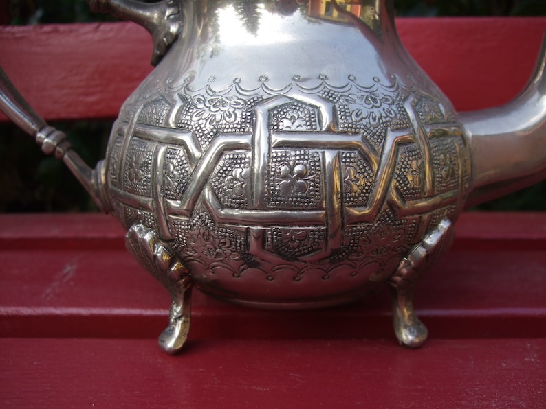 vintage antique silver plated Moroccan teapot image 4