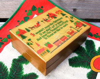 vintage wooden box cross embroidery christmas