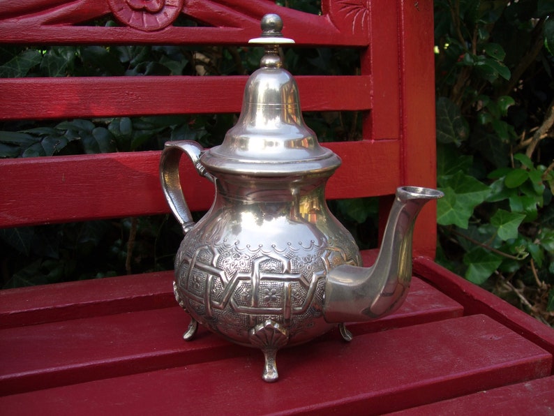 vintage antique silver plated Moroccan teapot image 3