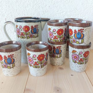 set di succhi vintage flower power brocca e tazza