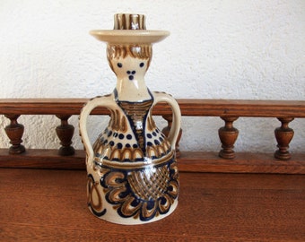 vintage ceramic candle holder woman with hat