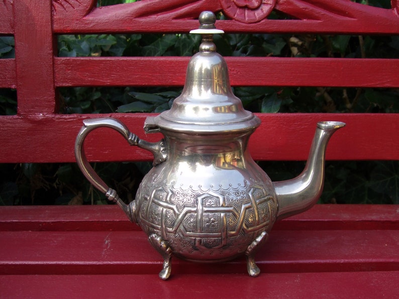 vintage antique silver plated Moroccan teapot image 2