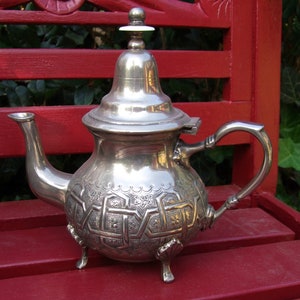 vintage antique silver plated Moroccan teapot image 1