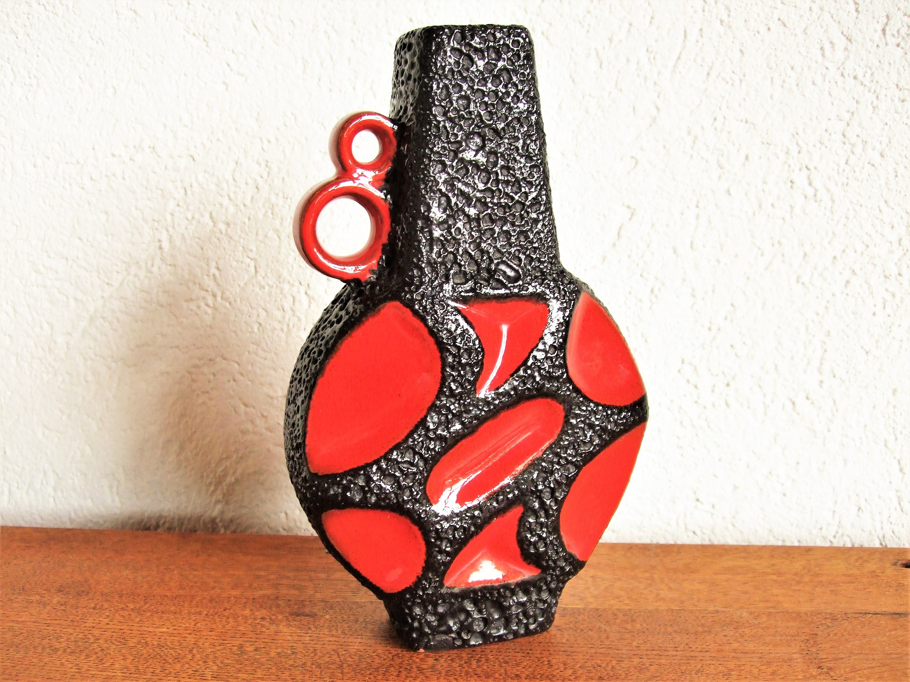 Vintage vase roth banjo rot fat lava - Etsy Österreich