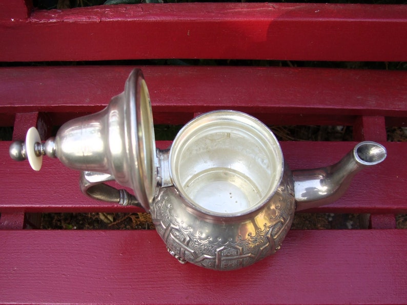 vintage antique silver plated Moroccan teapot image 7