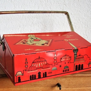 vintage xxl tin can meßmer tea chest box