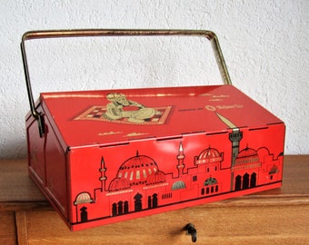 vintage xxl tin can meßmer tea chest box