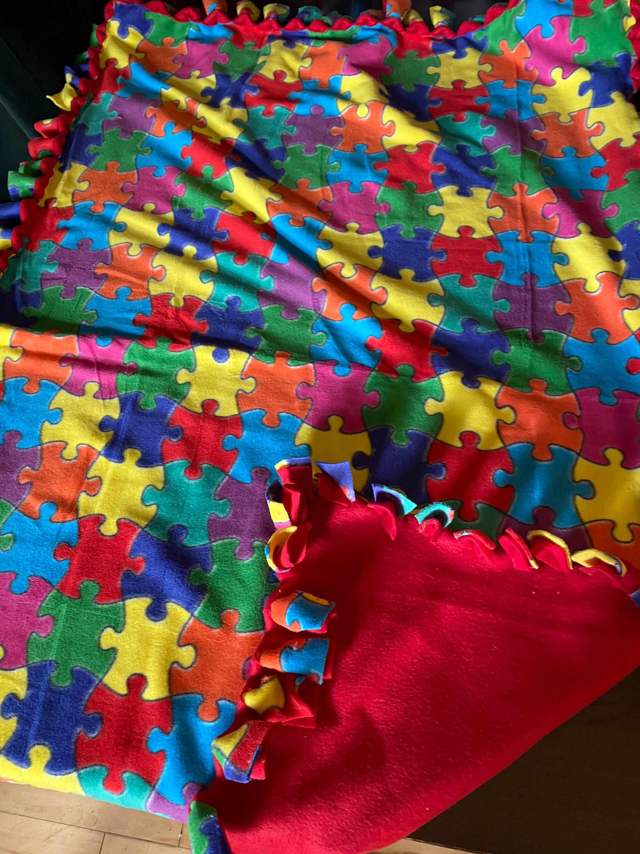 Autism puzzle fleece blanket. Perfect gift for the holidays Etsy