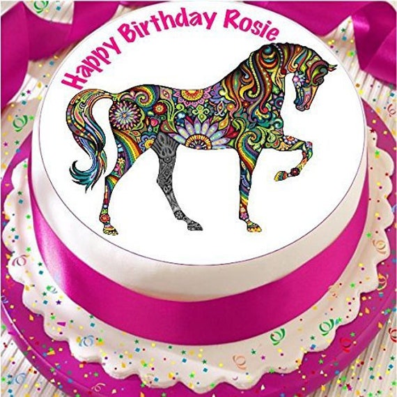 Horse Pony Equine Edible Personalised Cake Topper 7.5/" Edible Wafer Paper.