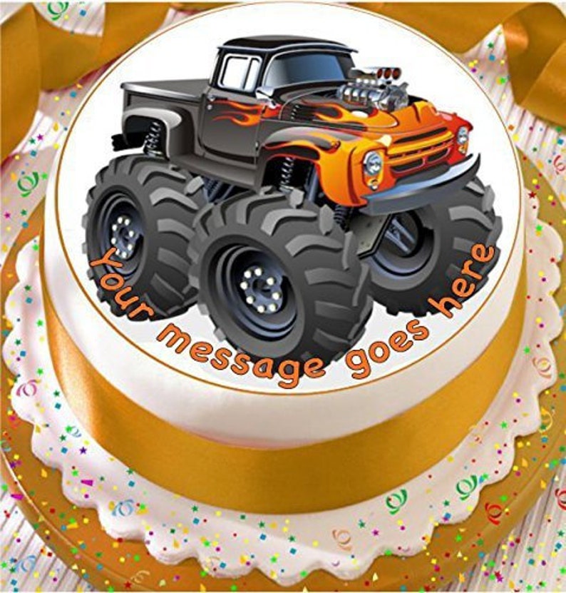 Monster Truck 19 cm 7.5 round edible cake topper Etsy Monster Truck 19 cm 7.5 round edible cake topper Etsy