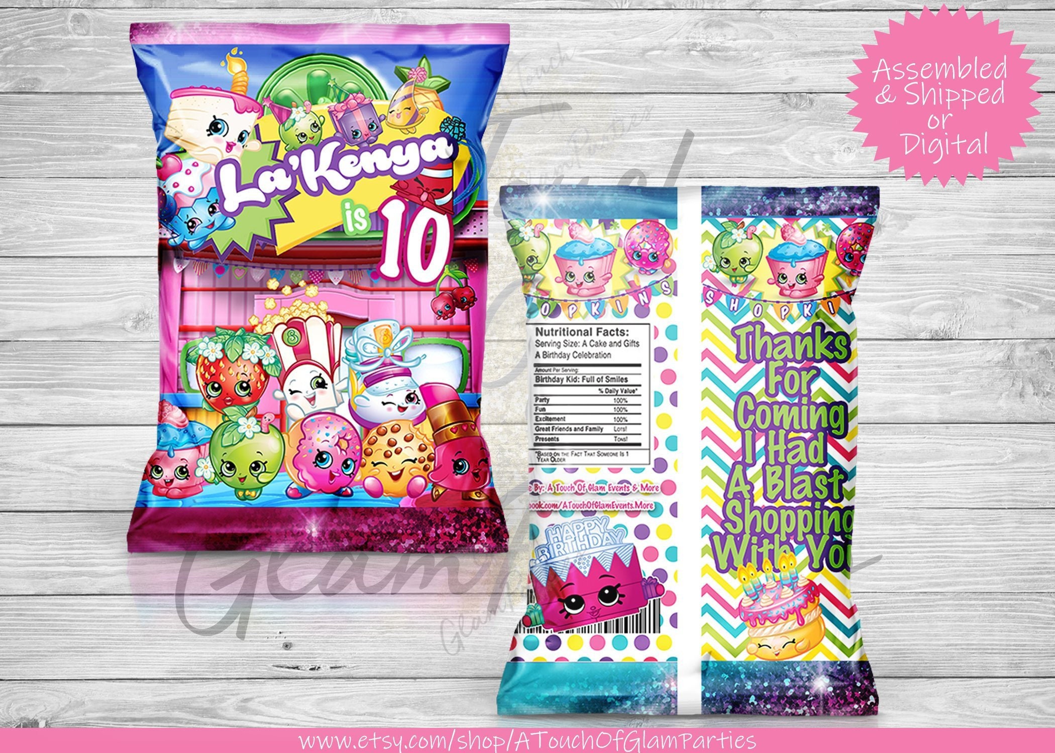 Shopkins Custom Personalized Favor Bag Shopkins Chip Bags | Etsy