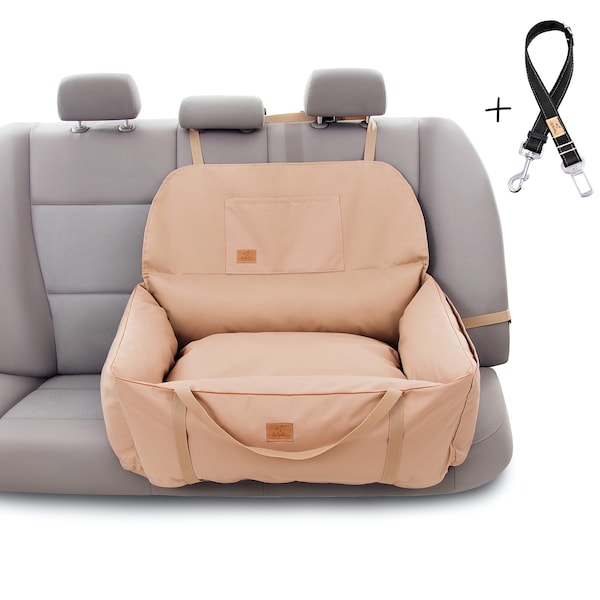 Car seat for big dog - Cushion dog car seat - Premium dog car booster seat - Dog travel bed