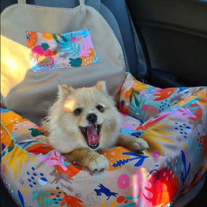 Premium Dog Car Seat for Safe and Stylish Travel, Comfortable Pet Travel Gear, Safety belt included in the set, Top Quality YKK Zippers