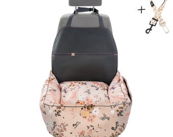 Premium Dog Car Seat for Safe and Stylish Travel, Comfortable Pet Travel Gear, Safety belt included in the set, Top Quality YKK Zippers