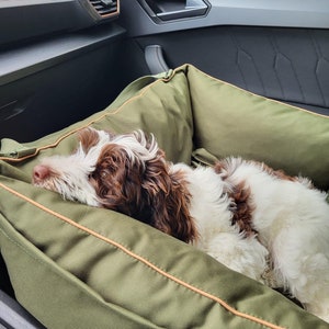 Dog car seat olive green - Cushion pet car seat - Premium dog car booster seat - Dog carrier bag