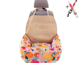 Dog car seat beige - Cushion pet car seat - Premium dog car booster seat - Dog carrier bag
