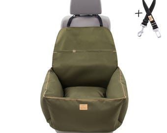 Dog car seat olive green - Cushion pet car seat - Premium dog car booster seat - Dog carrier bag