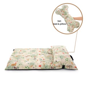 Cama impermeable para perros y almohada con forma de hueso: colchoneta de viaje enrollable para perros