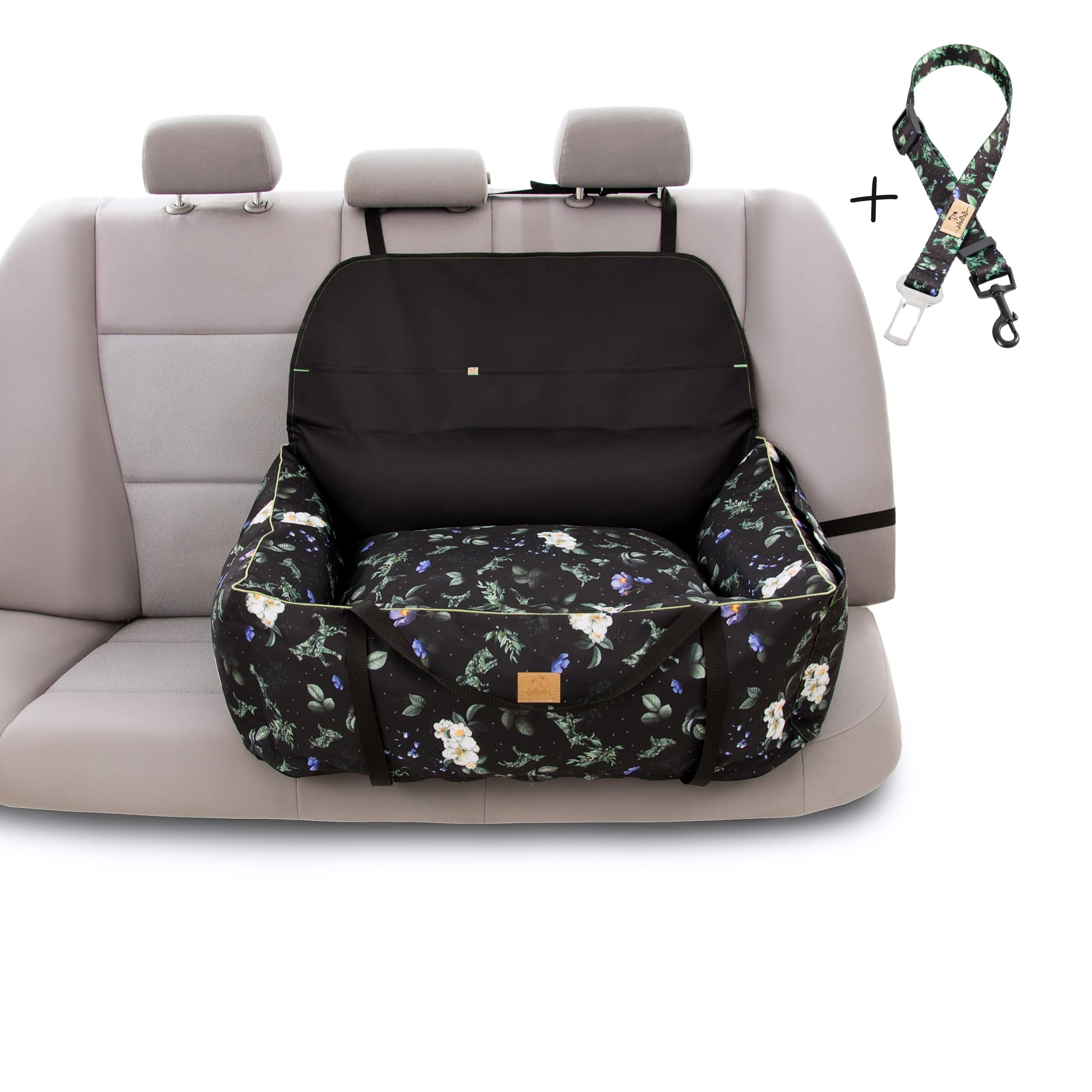 Dog Car Seat For Large/Medium Dogs - Memory Foam Dog Booster Seat For Under 55Lbs Or 2 Small Dogs-Detachable And Washable Travel Bed With Thick Cushion And Storage Pockets-Brown - View #7