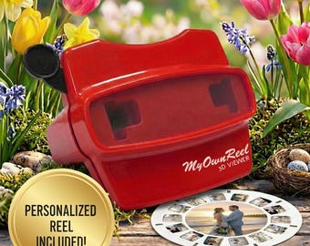Portafoto personalizzato e visore 3D rosso - Regalo retrò unico | Realizzato a mano da MyOwnReel