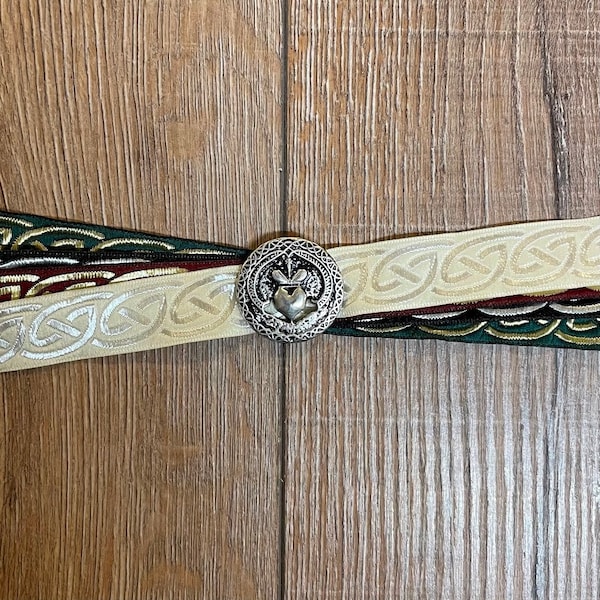 Handfasting band - 19 mm - Celtic braiding pattern with ornamental rivet