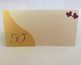 5er Set Tischkarten Platzkarten Schmetterlinge 40 50 60 70 75 80 90,  Geburtstag, Hochzeit, Jubiläum, Party