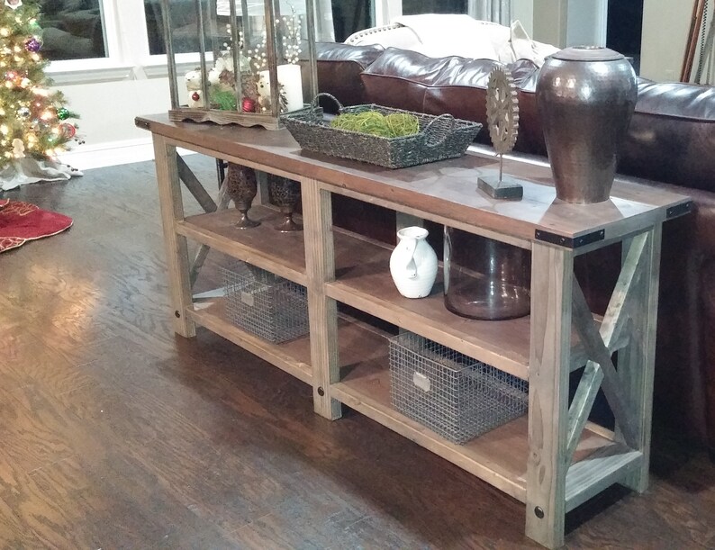 Rustic X Console Table Image 0