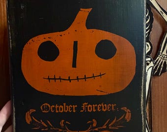 Rustic Pumpkin Sign, Solid Wood Wall Decor